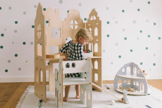 Židlička ve tvaru domečku - Vivawood - montessori dřevěné hračky